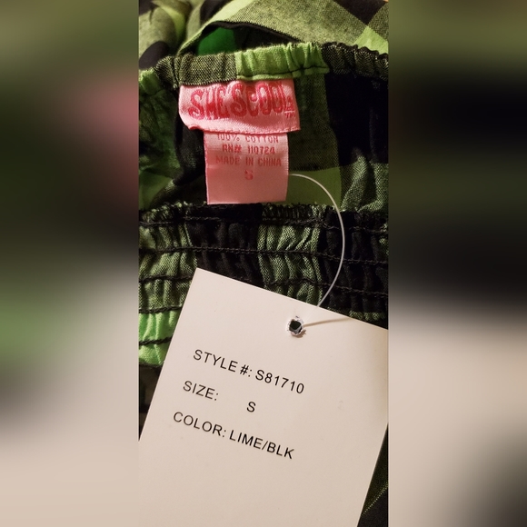 She's Cool - Buffalo Check Bra Cup Mini Dress - Lime/Black - Picture 4 of 4